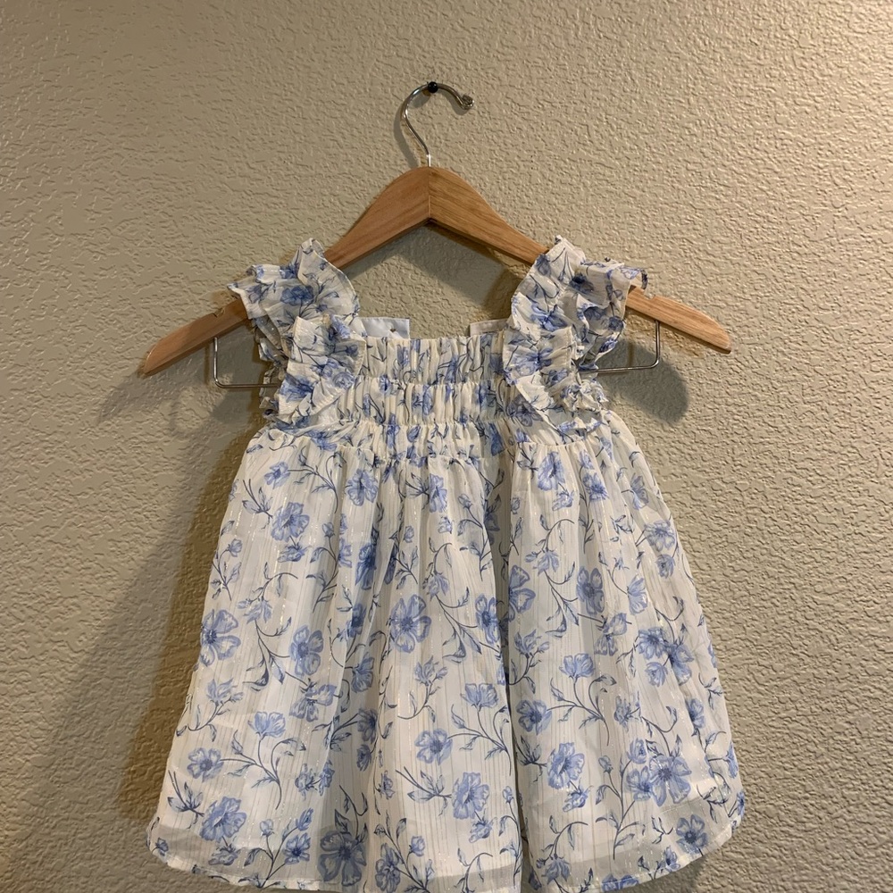 Rachel Zoe Blue Floral Ruffle Dress